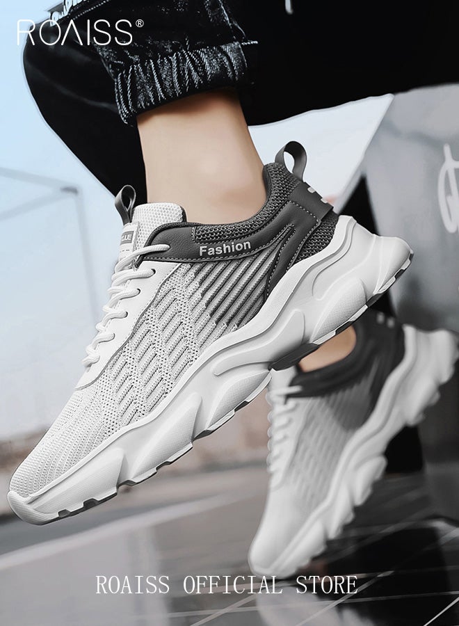 roaiss Men Stylish Low Top Sneakers, Lightweight Breathable Trainers for Men, Lace up Non Slip Sports Shoes, Shock Absorbing Athletic Shoes with Soft Lining, Suitable for Daily Wear, Running and Outdoor Activities - Image 2