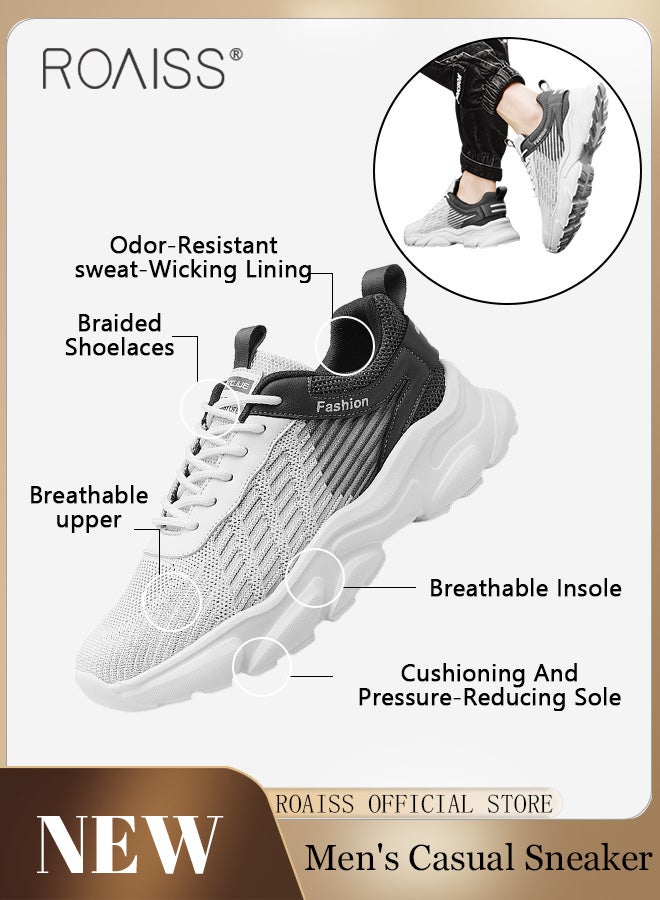 roaiss Men Stylish Low Top Sneakers, Lightweight Breathable Trainers for Men, Lace up Non Slip Sports Shoes, Shock Absorbing Athletic Shoes with Soft Lining, Suitable for Daily Wear, Running and Outdoor Activities - Image 3
