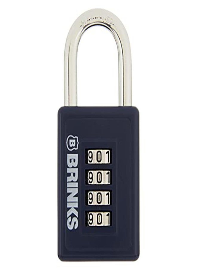 BRINKS - 40mm 4-Dial Resettable Sports Padlock - Zinc Die-Cast Body with Chrome Plated Shackle, Navy - Image 1