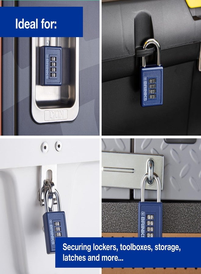 BRINKS - 40mm 4-Dial Resettable Sports Padlock - Zinc Die-Cast Body with Chrome Plated Shackle, Navy - Image 3