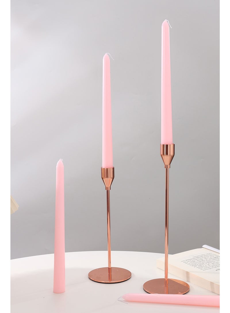 10-Inch Pink Rose Scented Taper Candles, Set of 4 - Gift Box Set for Wedding & Party Atmosphere, Table Decor, Light Fragrance - Image 3