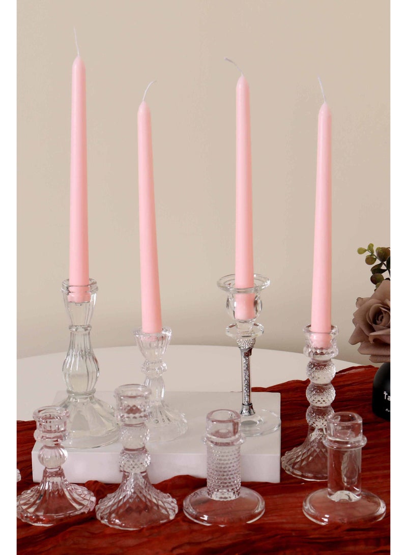 10-Inch Pink Rose Scented Taper Candles, Set of 4 - Gift Box Set for Wedding & Party Atmosphere, Table Decor, Light Fragrance - Image 5