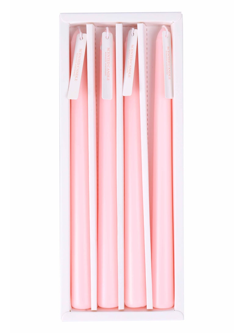 10-Inch Pink Rose Scented Taper Candles, Set of 4 - Gift Box Set for Wedding & Party Atmosphere, Table Decor, Light Fragrance - Image 1