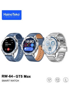 RW-64 GT5 Max Smartwatch with Large AMOLED Display, Voice Assistant, 3 Pair Straps for Men – Stylish, Multifunctional Wearable, Perfect for Fitness Tracking, Health Monitoring, and Daily Use