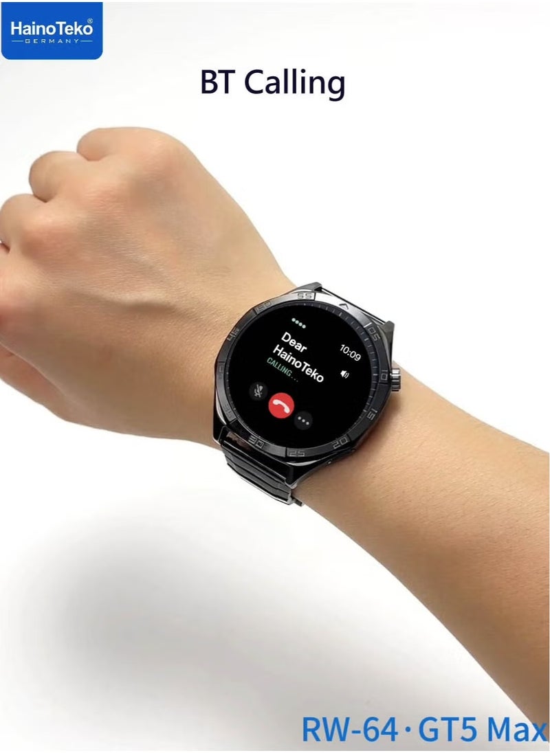 Haino Teko - RW-64 GT5 Max Smartwatch with Large AMOLED Display, Voice Assistant, 3 Pair Straps for Men – Stylish, Multifunctional Wearable, Perfect for Fitness Tracking, Health Monitoring, and Daily Use - Image 1