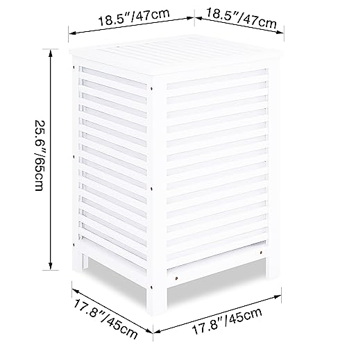 SMIBUY Double Laundry Hamper with Lid, 120L Bamboo Laundry Basket with Removable Liner Bag, 2-Section Clothes Divider Laundry Sorter for Laundry Room, Bathroom, Bedroom (White) - Image 3