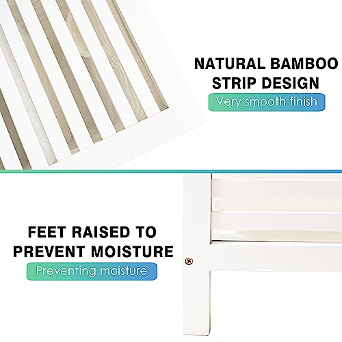 SMIBUY Double Laundry Hamper with Lid, 120L Bamboo Laundry Basket with Removable Liner Bag, 2-Section Clothes Divider Laundry Sorter for Laundry Room, Bathroom, Bedroom (White) - Image 5
