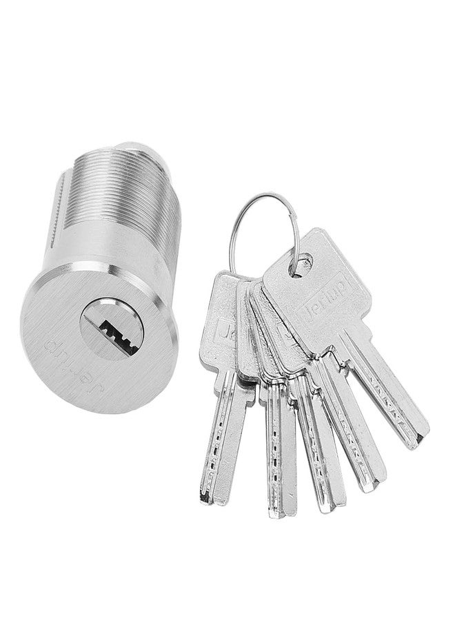 Jeriup Mortise Lock Cylinder,1-1/4"(Overall Length: 32mm), Satin Nickle (Silver), Brass (Copper) Cylinder, Lock core, dimple Keyway, Door Replacement Cylinder Lock with 5 Keys - Image 4