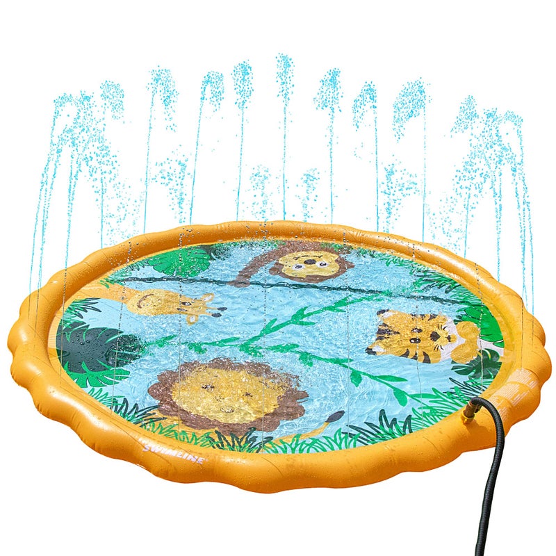 SWIMLINE 68 Inch Sprinkler Mat and Splash Play Mini Pool Outdoor Water Toy Safari Adventure | for Kids and Family Fun | Exciting Backyard Water Action - Image 1