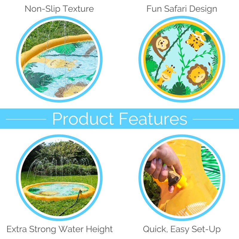 SWIMLINE 68 Inch Sprinkler Mat and Splash Play Mini Pool Outdoor Water Toy Safari Adventure | for Kids and Family Fun | Exciting Backyard Water Action - Image 5