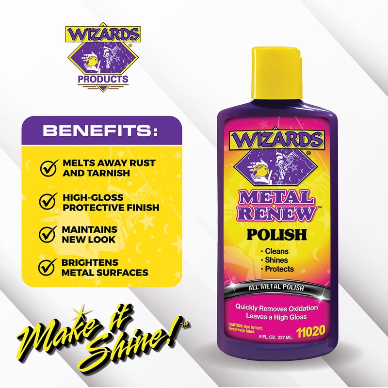 Wizards Metal Polish Cream Metal Renew - Cleans, Shines and Protects All Metals - Cream Fast-Cut Polish and Stainless Steel Cleaner - High Gloss Metal Polish - 8 oz - Image 3