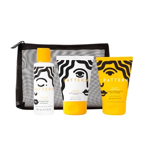 PATTERN Beauty by Tracee Ellis Ross Texture Travel Kit for Curly & Coily Hair, 3a-4c, Includes 3 oz Leave-In Conditioner, 3 oz Intensive Conditioner, 3 oz Cleansing Shampoo