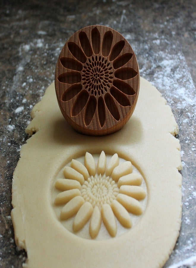 Fun Food Tools, Large Wood Cookie Stamp, 3.1 inch (Sunflower CS8-008) - Image 2