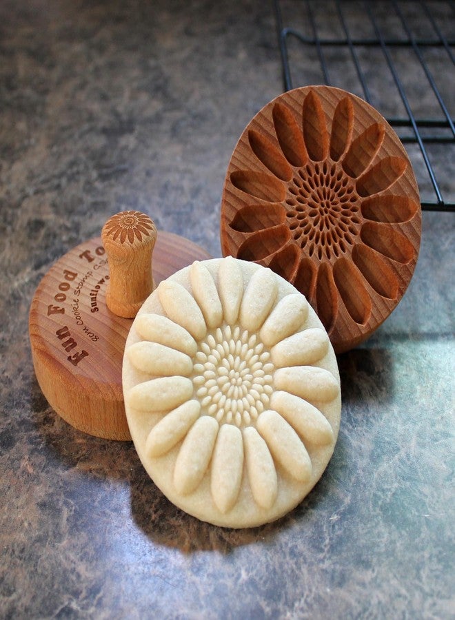 Fun Food Tools, Large Wood Cookie Stamp, 3.1 inch (Sunflower CS8-008) - Image 1
