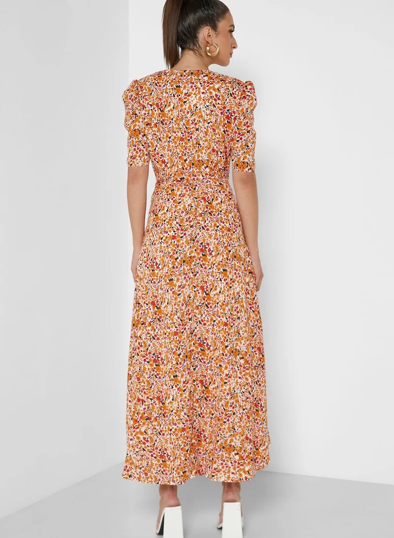 Missguided Floral Print Wrap Dress