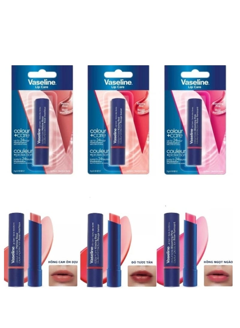 Vaseline lip care balm package consisting of pink * red * pink 3 * 3 grams - Image 1