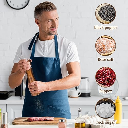Haomacro 2 Pack Wood Salt and Pepper Grinder Set, Acacia Wood Salt and Pepper Grinder Mill Pepper Grinder Ceramic Stainless Steel Core-8 Inch - Image 5