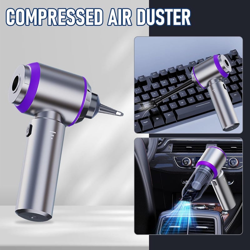 houscly Car Vacuum Portable Cordless 20000PA High Power Mini Vacuum Cleaner 4-in-1 Compressed Air Duster & Air Blower & Pump Hand Held Vacuum with Brushless Motor for Car, Home, Office,Camping - Image 3