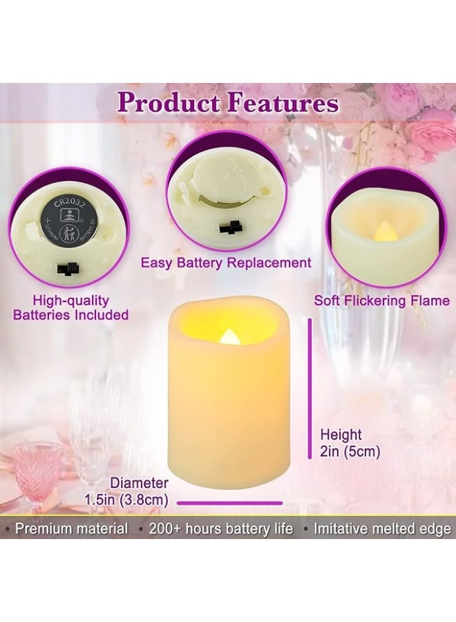 مجموعة من 24 شمعة نذرية تعمل بالبطارية بدون لهب ومتموجة، تضيء لأكثر من 200 ساعة، مصابيح شاي LED، شمعة نذرية تعمل بالكهرباء، شمعة وهمية خارجية ومتموجة، بكميات كبيرة لحفلات الزفاف وحفلات الهالوين وعيد الميلاد - Image 4