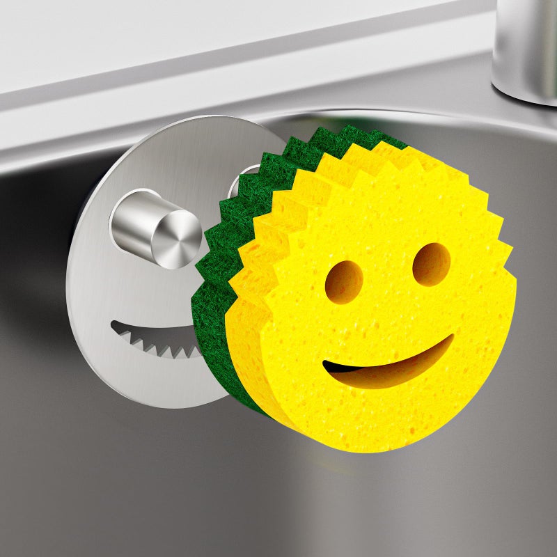 Kontoyo Sponge Holder for Kitchen Sink,Sink Caddy Organizer with Suction Cup Installation for Kitchen/Bathroom, Self Draining,Sponge Caddy for Holding Smiley Sponges-Silver - Image 1