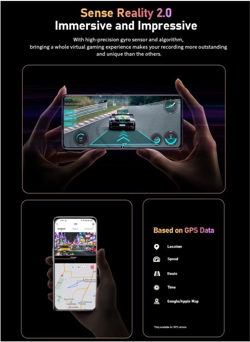 DDPAI Z50 4K Ultra HD Resolution Dash Cam Front and Rear Built-in GPS Wi-Fi, 3680P Front, 1080P Rear Dual Dash Camera