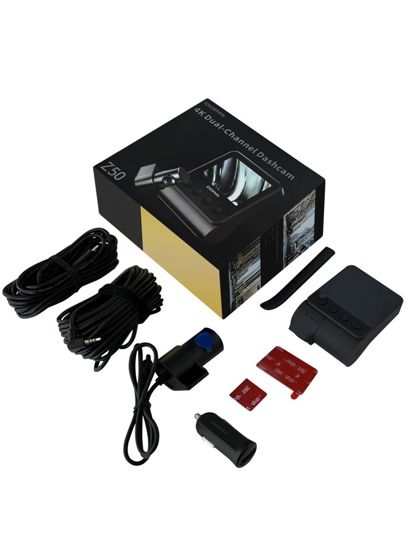 DDPAI Z50 4K Ultra HD Resolution Dash Cam Front and Rear Built-in GPS Wi-Fi, 3680P Front, 1080P Rear Dual Dash Camera