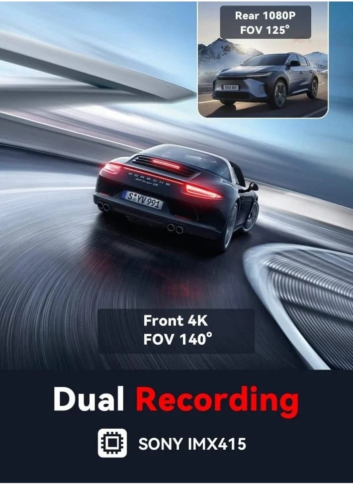 DDPAI Z50 4K Ultra HD Resolution Dash Cam Front and Rear Built-in GPS Wi-Fi, 3680P Front, 1080P Rear Dual Dash Camera