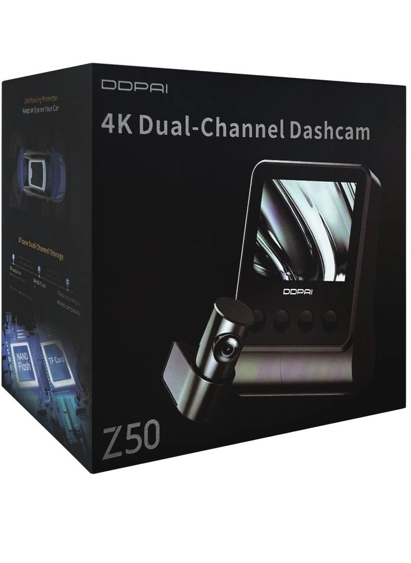 DDPAI Z50 4K Ultra HD Resolution Dash Cam Front and Rear Built-in GPS Wi-Fi, 3680P Front, 1080P Rear Dual Dash Camera