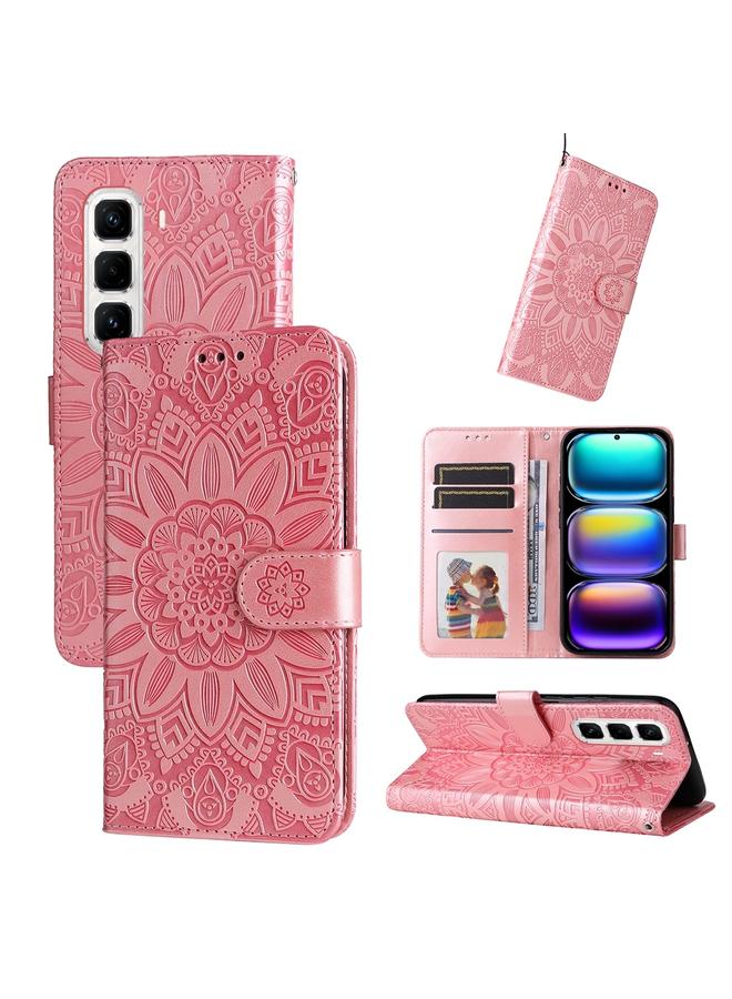 Zaboon Case For Infinix Hot 50 Pro+ 4G Embossed Sunflower Leather Phone Case - Image 1