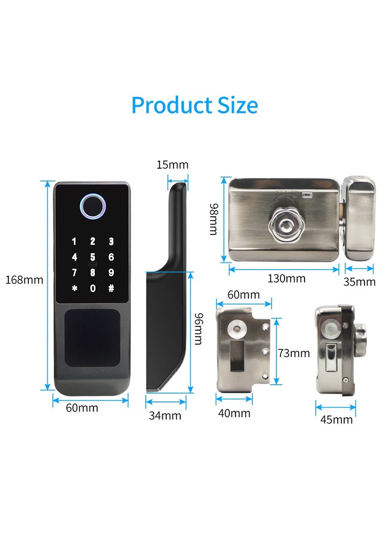 ASIV - Fingerprint Door Lock Waterproof Outdoor Gate Lock Tuya App Digital Passcode IC Card Keyless Front Door Electronic Lock - Image 1