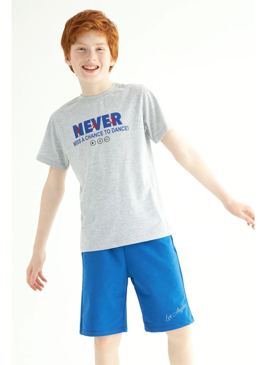 زيبكيدز Boy's Grey Melamine Colored Never Printed Short Sleeve Capri Suit