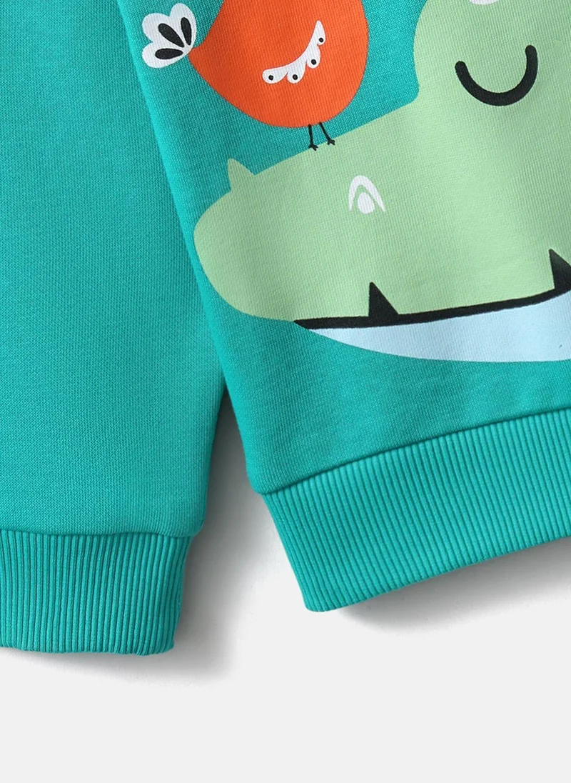 Nautinati Green Nautinati Boys’ Green Fleece Set of Alligator Print Sweatshirt and Joggers for Men | Best Price UAE