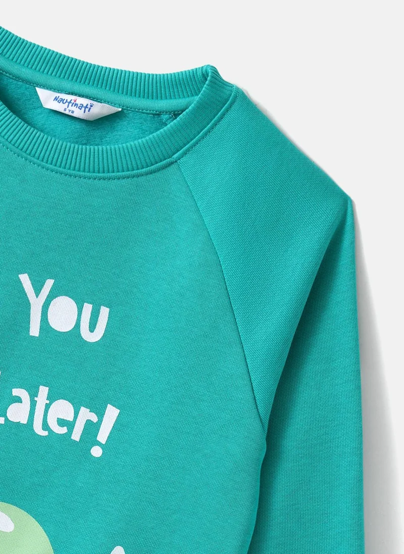 Nautinati Green Nautinati Boys’ Green Fleece Set of Alligator Print Sweatshirt and Joggers for Men | Best Price UAE