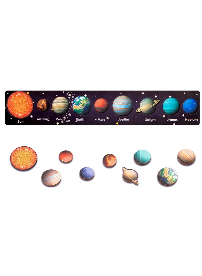 Excefore Solar System Puzzle for Toddlers Wooden Educational Toys BPA Free Preschool Learning Activities Kids Know Planets Thinking Training Puzzle Boys Girls Gifts  - Image 1