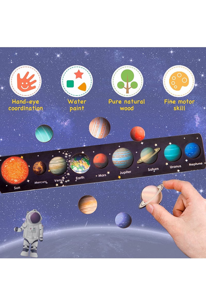 Excefore Solar System Puzzle for Toddlers Wooden Educational Toys BPA Free Preschool Learning Activities Kids Know Planets Thinking Training Puzzle Boys Girls Gifts  - Image 5