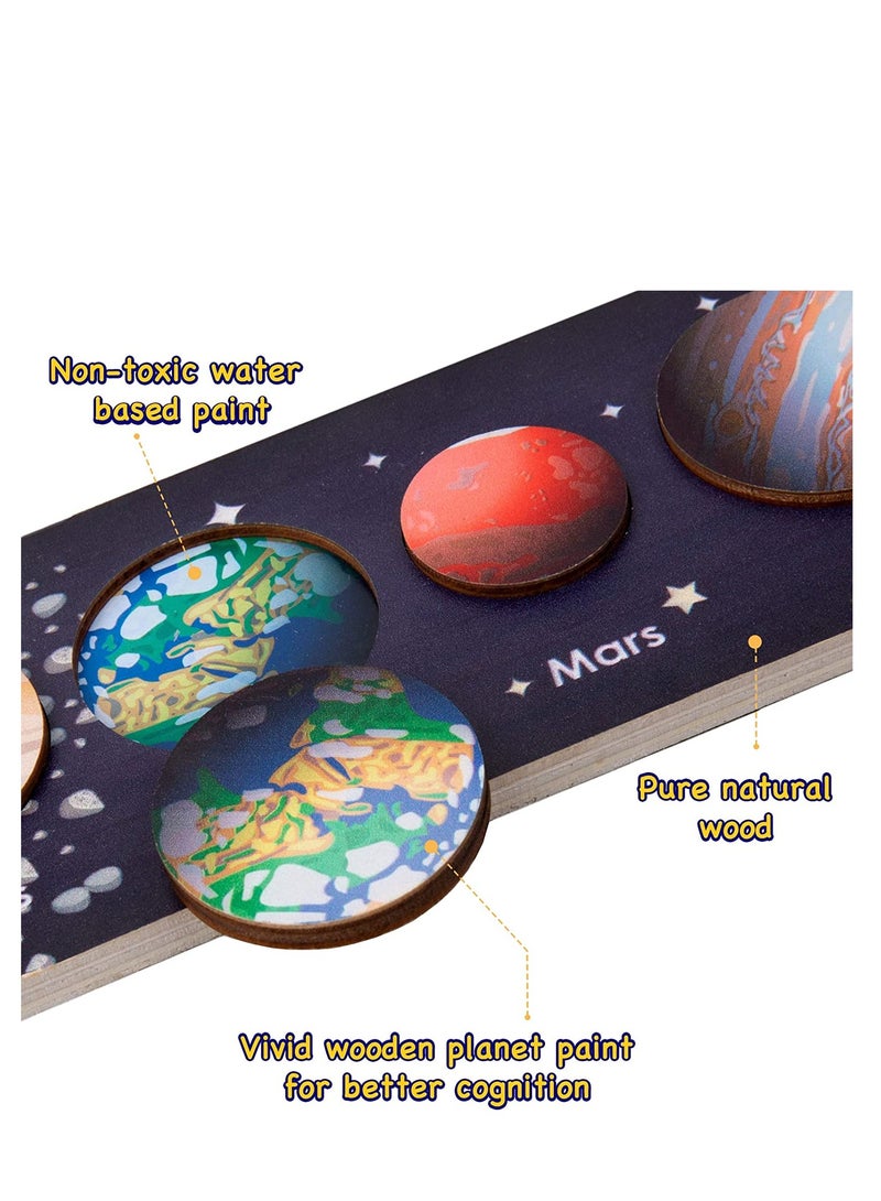 Excefore Solar System Puzzle for Toddlers Wooden Educational Toys BPA Free Preschool Learning Activities Kids Know Planets Thinking Training Puzzle Boys Girls Gifts  - Image 4
