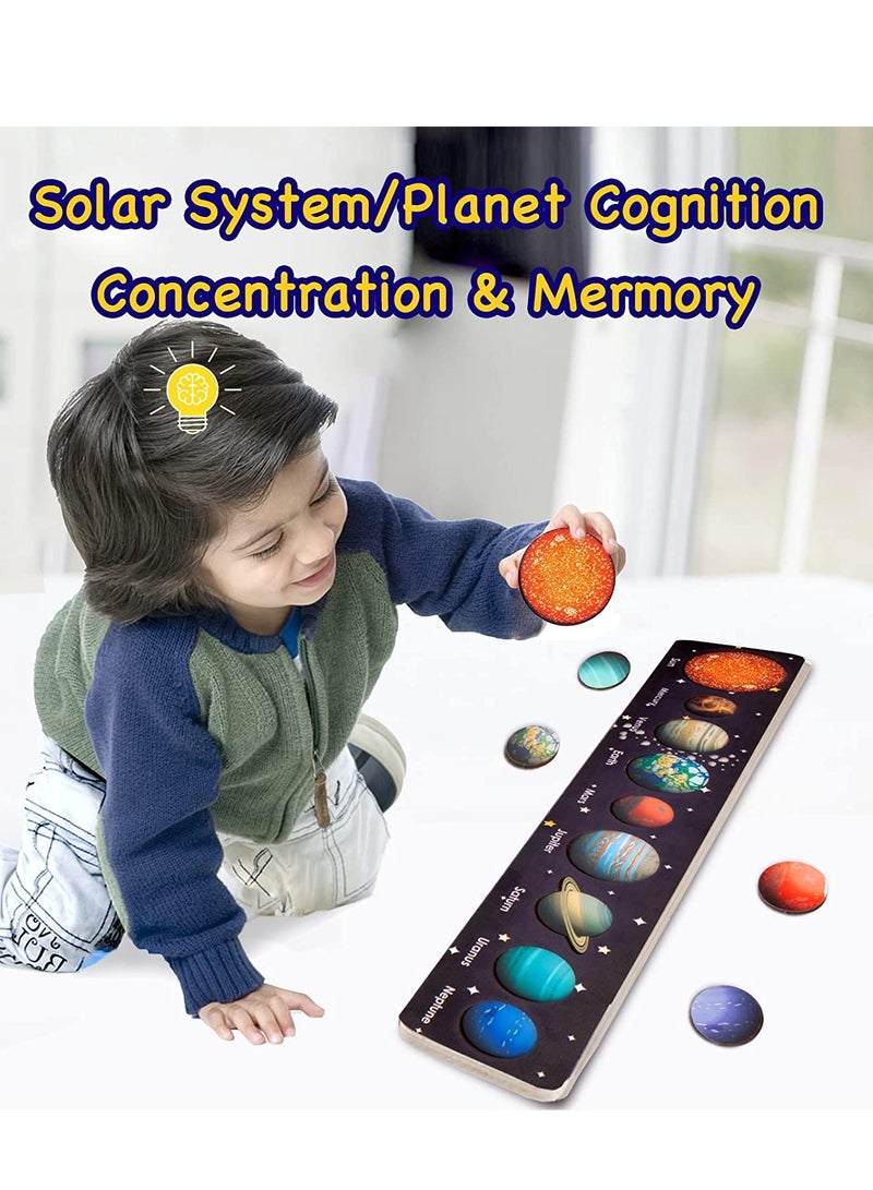 Excefore Solar System Puzzle for Toddlers Wooden Educational Toys BPA Free Preschool Learning Activities Kids Know Planets Thinking Training Puzzle Boys Girls Gifts  - Image 3