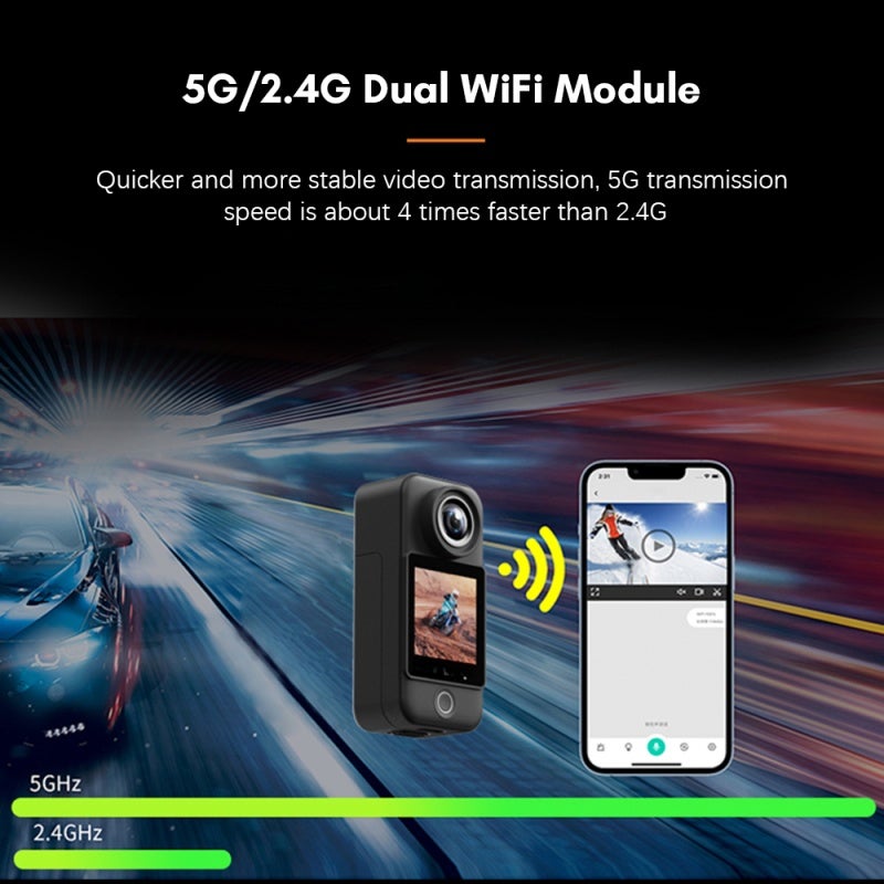 SJCAM C300 Pocket 4K 30FPS Action Camera 5G/2.4G WiFi Sports Camera 1.33 Inch Touch Control Screens 154° Wide Angle Lens 6-Axis Gyro Stabilization 30M Waterproof Night Vision with Detachable Battery - Image 5