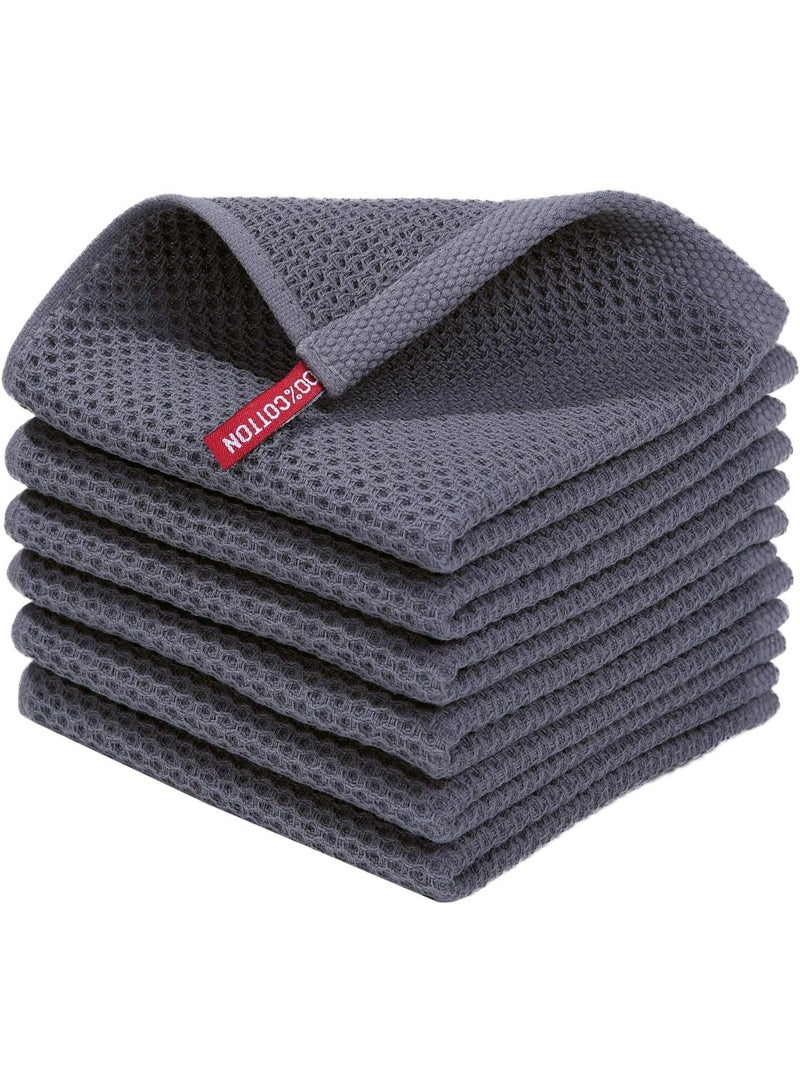 FALAHOM 100% Cotton Waffle Weave Kitchen Dish Cloths, Ultra Soft Absorbent Quick Drying Dish Towels, 13x13Inches, 6-Pack， Kitchen Dishcloths -No Odor Reusable Dish Towels - Image 1