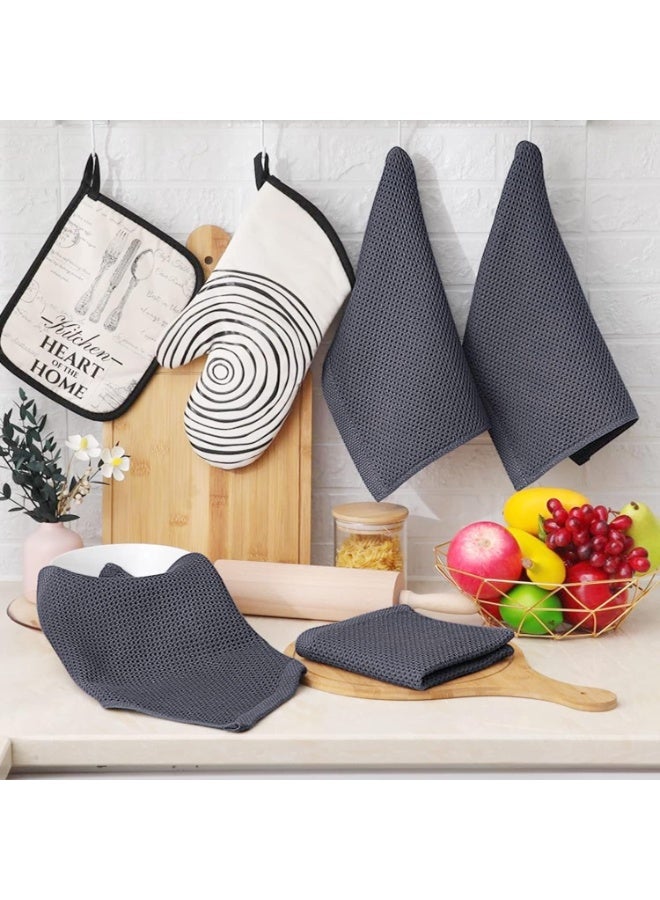 FALAHOM 100% Cotton Waffle Weave Kitchen Dish Cloths, Ultra Soft Absorbent Quick Drying Dish Towels, 13x13Inches, 6-Pack， Kitchen Dishcloths -No Odor Reusable Dish Towels - Image 2