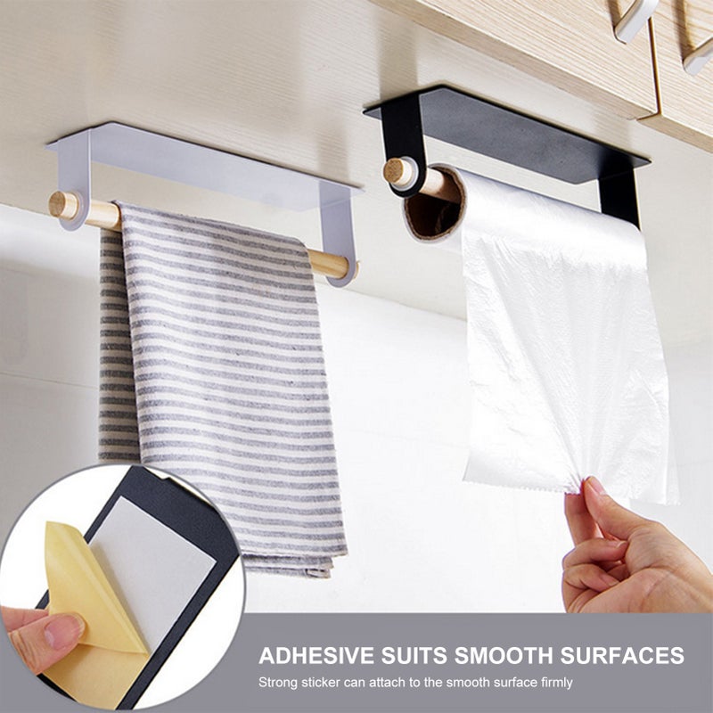 Wood Bath Towel Rack Bathroom Shelves Wall Mounted Nail-free Hanging Towel Holder Towel Bar Rustproof Iron Towel Shelf - Image 3