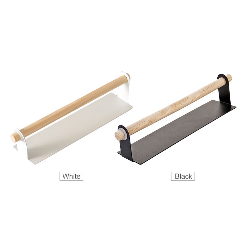 Wood Bath Towel Rack Bathroom Shelves Wall Mounted Nail-free Hanging Towel Holder Towel Bar Rustproof Iron Towel Shelf - Image 2
