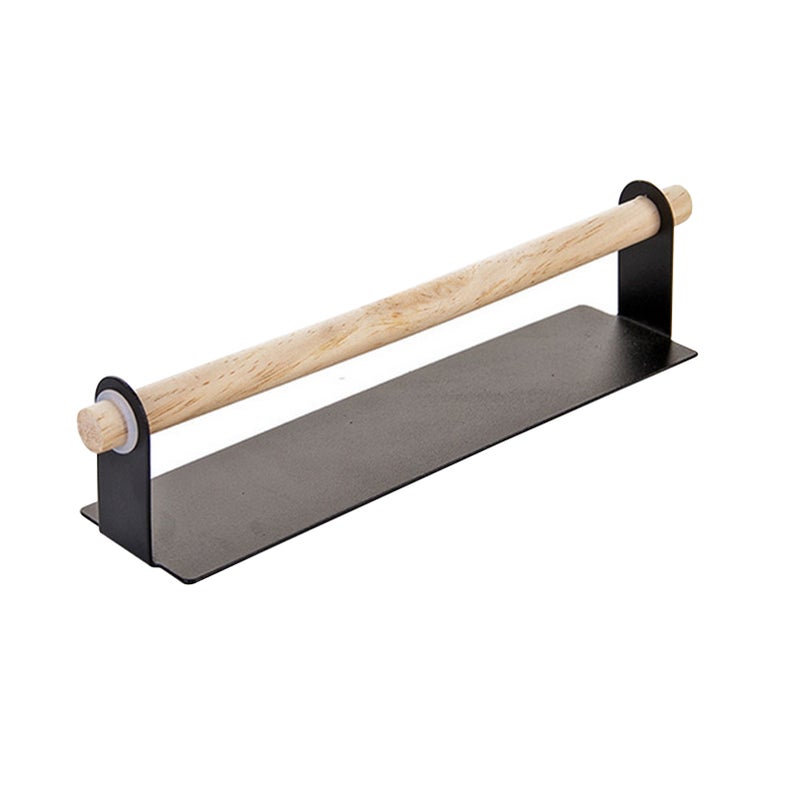 Wood Bath Towel Rack Bathroom Shelves Wall Mounted Nail-free Hanging Towel Holder Towel Bar Rustproof Iron Towel Shelf - Image 1