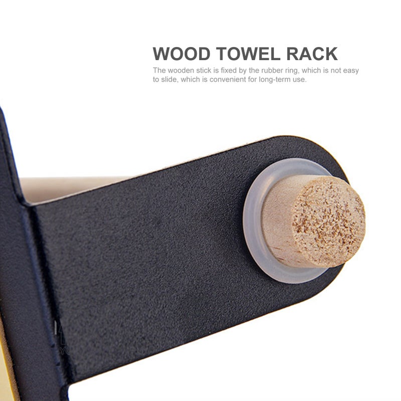 Wood Bath Towel Rack Bathroom Shelves Wall Mounted Nail-free Hanging Towel Holder Towel Bar Rustproof Iron Towel Shelf - Image 4