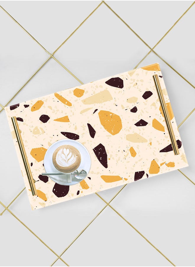 LOWHA Decorative Acrylic Serving Tray with Gold Color Metal Handles Terrazzo 20x30cm  - Image 5