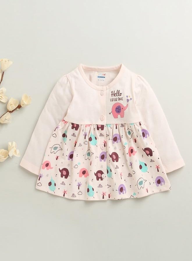 BUMZEE Baby Girls Cotton Knee Length Fit & Flare Dress Peach - 0-3 Months (Peb10675B-pch) - Image 5