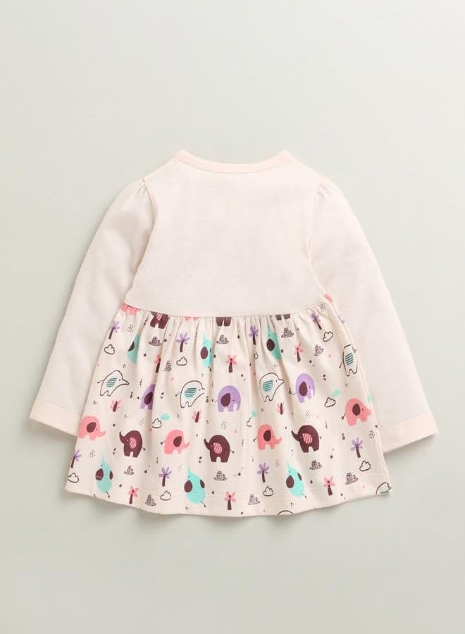 BUMZEE Baby Girls Cotton Knee Length Fit & Flare Dress Peach - 0-3 Months (Peb10675B-pch) - Image 2