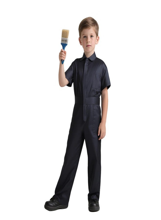 VZQI Kids Coveralls for Boys Navy Coveralls Mechanic Suit Halloween Lightweight Coveralls Jumpsuit Short Sleeve S - Image 1