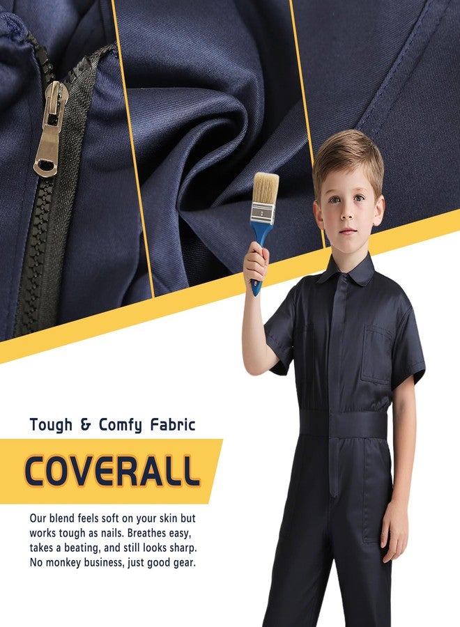 VZQI Kids Coveralls for Boys Navy Coveralls Mechanic Suit Halloween Lightweight Coveralls Jumpsuit Short Sleeve S - Image 4