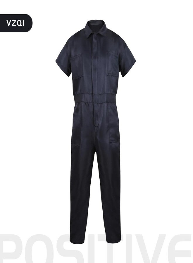 VZQI Kids Coveralls for Boys Navy Coveralls Mechanic Suit Halloween Lightweight Coveralls Jumpsuit Short Sleeve S - Image 3